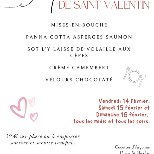 Cocottes Dargonne Menu Saint Valentin